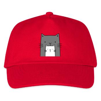 zwei Katzen I große und kleine Katze Geschenk - Kinder Basecap - Rot - Vorne