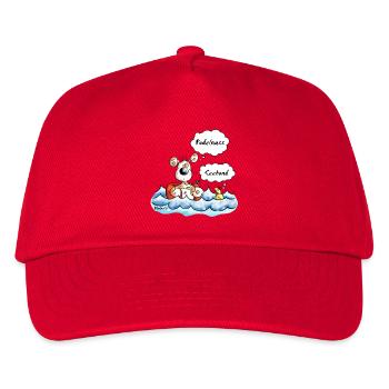 "Matter of opinion" Dog and Duck Cartoon - Kids’ Baseball Cap - red - Front