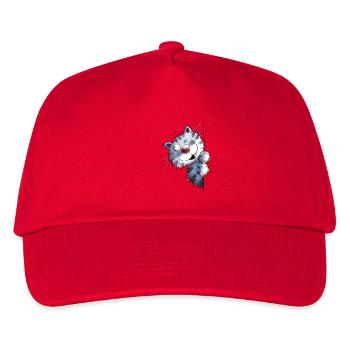 Lustige Blaue Katze für Katzenfreunde - Kinder Basecap - Rot - Vorne