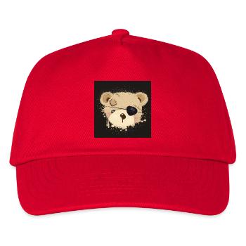 niedliches Piraten Teddy Graffiti mit Augenklappe - Kinder Basecap - Rot - Vorne