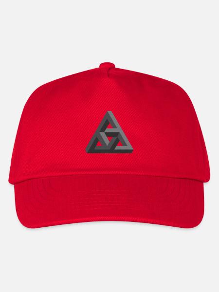 Faszinierende Penrose-Pyramide in Grau - Kinder Basecap - Rot