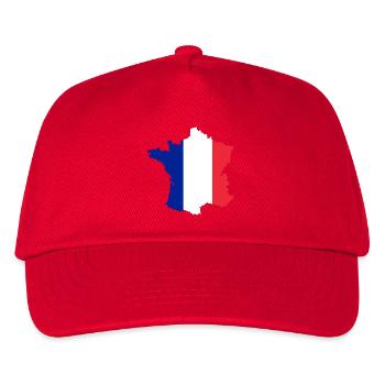 Frankreich Kartenflagge ✅ Frankreich Kartenflagge ✔ - Kinder Basecap - Rot - Vorne