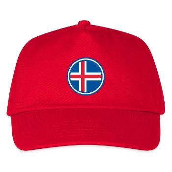 Island Flagge rund - Kinder Basecap - Rot - Vorne