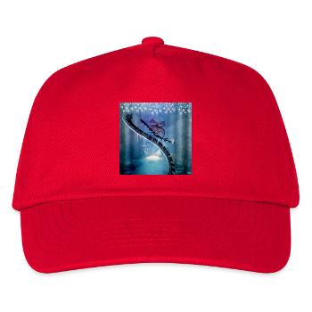 Curved piano in a winter landscape with dragon - Kids’ Baseball Cap - red - Front