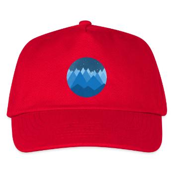 Verschneite Berge Minimalistischer Nachtstil - Kinder Basecap - Rot - Vorne