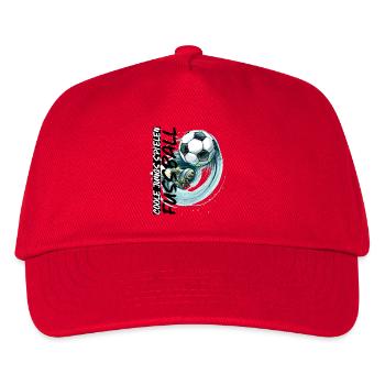 Dynamischer Fußball und Fußballschuh - Kinder Basecap - Rot - Vorne
