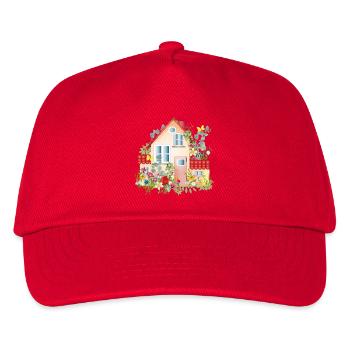 bunte Villa mit üppigen Garten - Ein Traumhaus - Kinder Basecap - Rot - Vorne