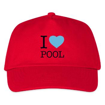 I LOVE POOL - Kinder Basecap - Rot - Vorne