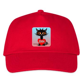 Hauskatzen 22. Geburtstag 2004 - Kinder Basecap - Rot - Vorne