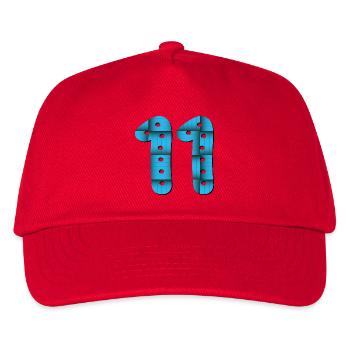 Number 11 - NUMBER ELEVEN - 11th birthday - Kids’ Baseball Cap - red - Front