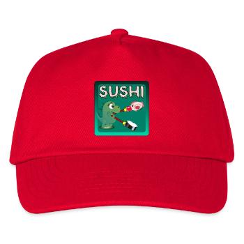 LUSTIGE SUSHI MAKI GESCHENKE - ESSEN DINOSAURIER - Kinder Basecap - Rot - Vorne