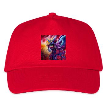 Wunderbares buntes Einhorn mit Blumen. - Kinder Basecap - Rot - Vorne
