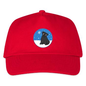 Black Pug in the Snow - Kids’ Baseball Cap - red - Front