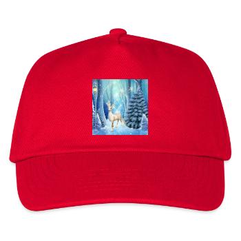 Wunderbares Fantasy-Rentier in einer Winterlandschaft - Kinder Basecap - Rot - Vorne