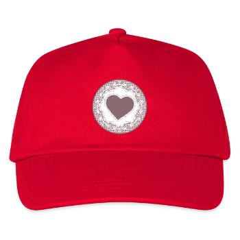 Nostalgia cake tip label in dusky pink with heart - Kids’ Baseball Cap - red - Front