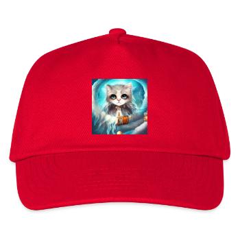 Süße, flauschige kleine Katze - Kinder Basecap - Rot - Vorne