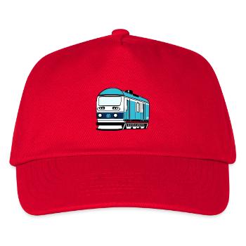 Lokomotive, Zug, Eisenbahn - Kinder Basecap - Rot - Vorne