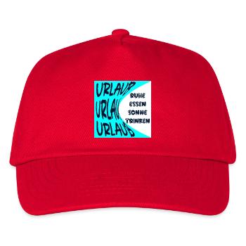 URLAUB - SONNE - RUHE - SOMMERFERIEN - ESSEN - Kinder Basecap - Rot - Vorne