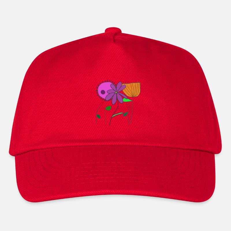 Blumenmotive mit bunten Blumen und Blättern - Kinder Basecap - Rot