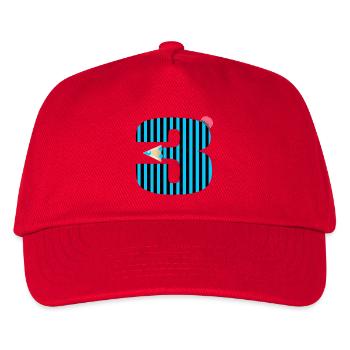 BLAUER STIFT DREI ZAHL 3 DRITTKLÄSSLER - Kinder Basecap - Rot - Vorne