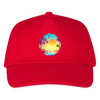 Summer Sunset Beach Watercolor - Kids’ Baseball Cap - red - Front