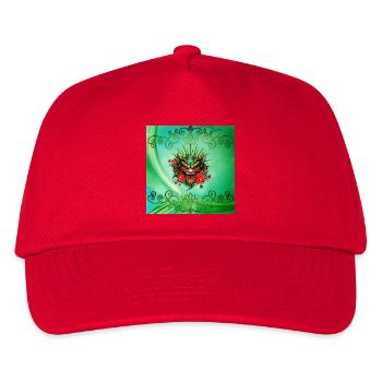 Wonderful colorful dragon head with flowers. - Kids’ Baseball Cap - red - Front