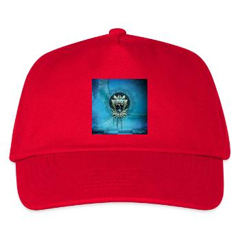 Eleganter blauer dekorativer Totenkopf mit Blättern. - Kinder Basecap - Rot - Vorne