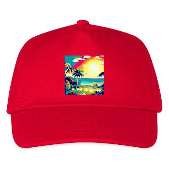City Pop Sonnenuntergang - Kinder Basecap - Rot - Vorne