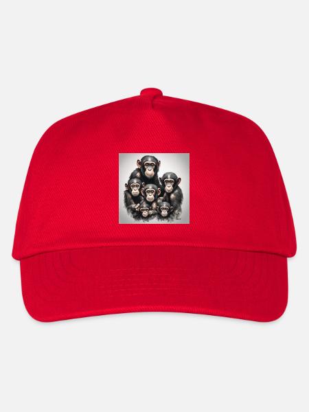 Schimpansen-Familienfoto - Kinder Basecap - Rot