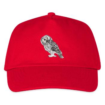 Illustration: Raufußkauz - Kinder Basecap - Rot - Vorne