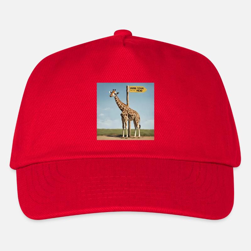 Giraffe Meme ''Mind your Head'' - Printflow - Kids’ Baseball Cap - red