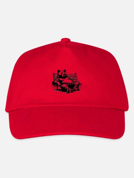 Fauler Bär auf der Parkbank | Berliner Bär - Kinder Basecap - Rot