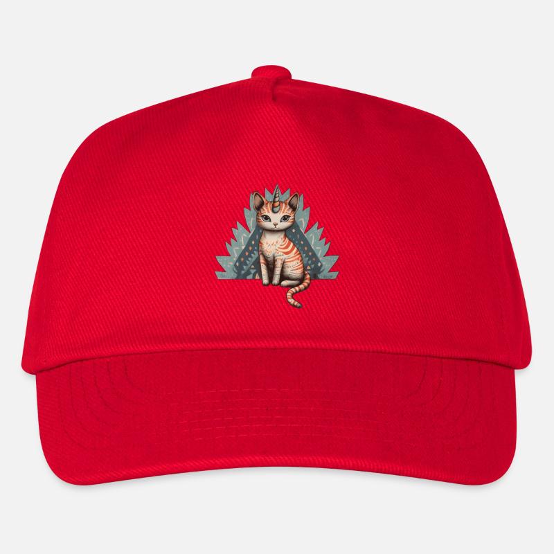 Pastellfarbene Einhorn-Katze - Kinder Basecap - Rot