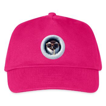 Pinguin mit Sonnenbrille und Strohhalm durch Eis - Kinder Basecap - Fuchsia - Vorne