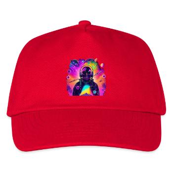 Neon-Astronaut im Regenbogenkosmos - Kinder Basecap - Rot - Vorne