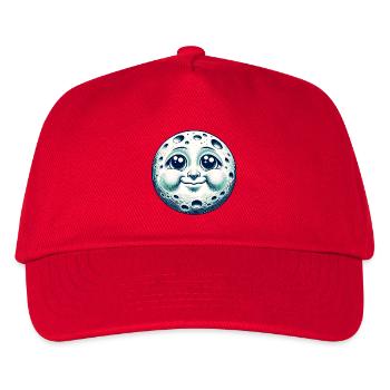 Lustiger Mond mit Gesicht - Kinder Basecap - Rot - Vorne