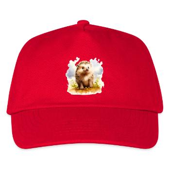 Aquarell Igel auf der Wiese - Kinder Basecap - Rot - Vorne