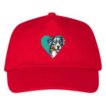 Australian Shepherd Portrait - Kinder Basecap - Rot - Vorne