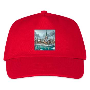 Skandinavisches Weihnachtsdorf - Kinder Basecap - Rot - Vorne