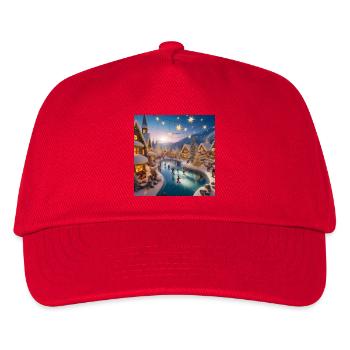 Skandinavisches Weihnachtsdorf - Kinder Basecap - Rot - Vorne