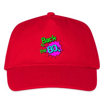 80er Party Retro Fun Shirt , back to the 80s (25 - Kinder Basecap - Rot - Vorne