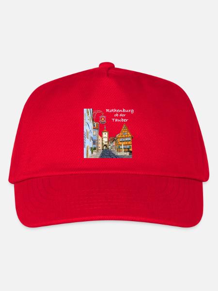 Rothenburg ob der Tauber, Bayern, Zeichnung - Kinder Basecap - Rot
