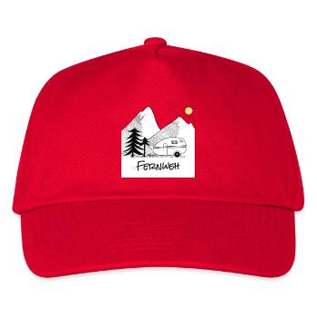 Fernweh - mit dem Wohnwagen in die Berge - Kinder Basecap - Rot - Vorne