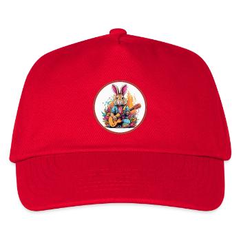 Osterhase mit Gitarre - Kinder Basecap - Rot - Vorne