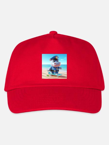 Polizei-Hippo Strand-Skater - Kinder Basecap - Rot