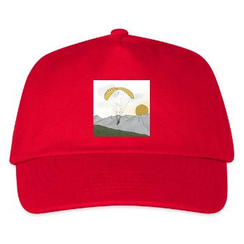 Paraglider segelt in den Bergen Sonnenuntergang - Kinder Basecap - Rot - Vorne