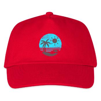Vintage Strand Blau Grau - Kinder Basecap - Rot - Vorne
