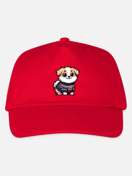 Snug Pup: The Sweater-Wearing Canine - Kids’ Baseball Cap - red