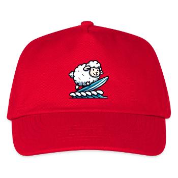 Surfing Sheep: Woolly Waves Rider - Kids’ Baseball Cap - red - Front