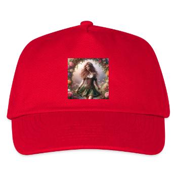 Keltische Frau in einem Blumenbogen - Kinder Basecap - Rot - Vorne